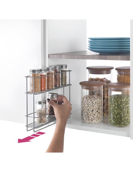 Especiero deslizante 2 estantes 'in&out' 28x6x22cm metaltex