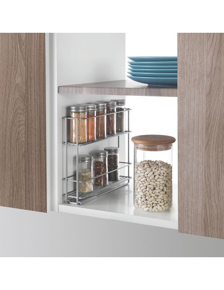 Especiero deslizante 2 estantes 'in&out' 28x6x22cm metaltex