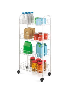 Carrito multiuso 4 estantes blanco 41 x 23 x 84 cm 2