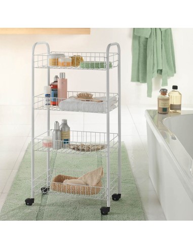 Carrito multiuso 4 estantes blanco 41 x 23 x 84 cm