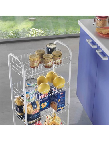 Carrito multiuso 4 estantes blanco 41 x 23 x 84 cm