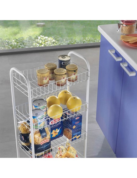 Carrito multiuso 4 estantes blanco 41 x 23 x 84 cm