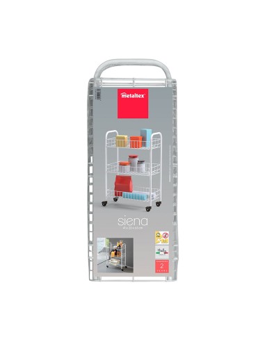 Carrito multiuso 3 estantes 41 x 23 x 63 cm blanco