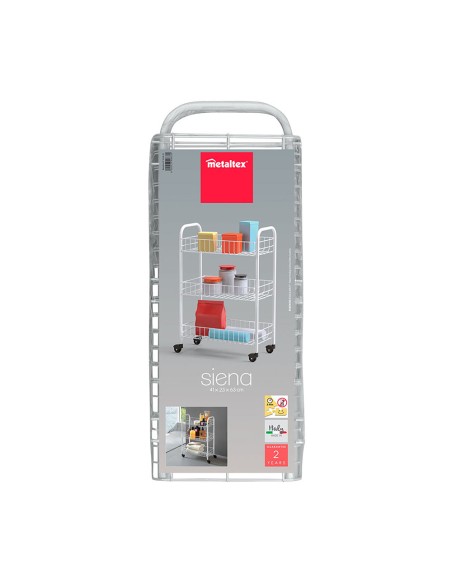 Carrito multiuso 3 estantes 41 x 23 x 63 cm blanco