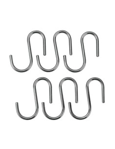 Set 6 ganchos "s" lonardo cromados 6,5cm metaltex