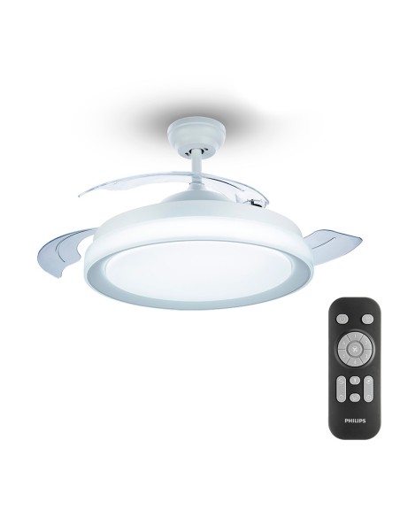 Ventilador de techo de led modelo bliss. color blanco. potencia: 28 + 35 w aspas: ø 106 cm con mando a distancia