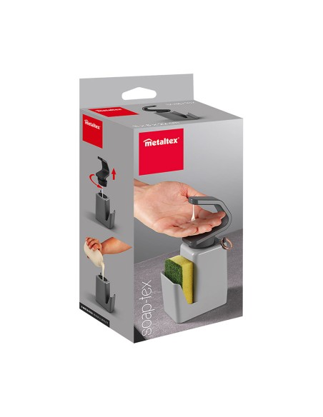 Dispensador de jabón con estropajero 'soap-tex' 11x8x22cm metaltex