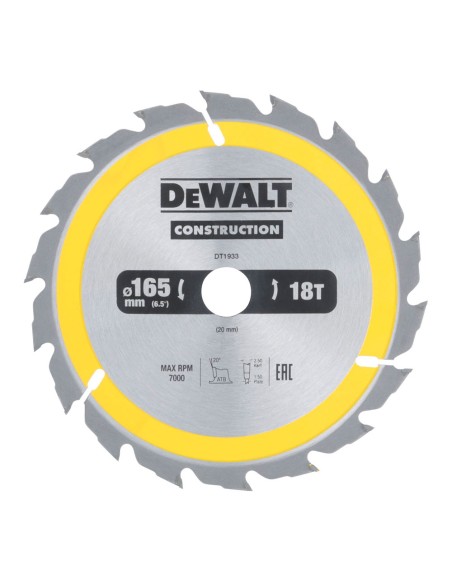 Disco corte ø165x20mm 18t (ac) dt1933-qz dewalt