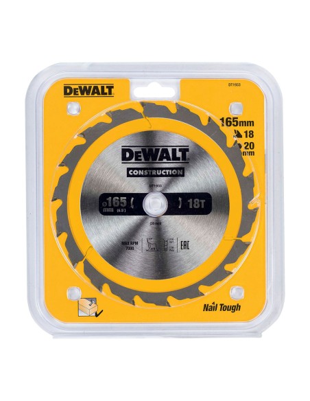 Disco corte ø165x20mm 18t (ac) dt1933-qz dewalt