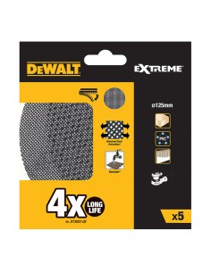 Pack 5 lijas de malla autoadherente ø125mm grano: 60 para lijadoras rotoorbitales dtm8560-qz dewalt
