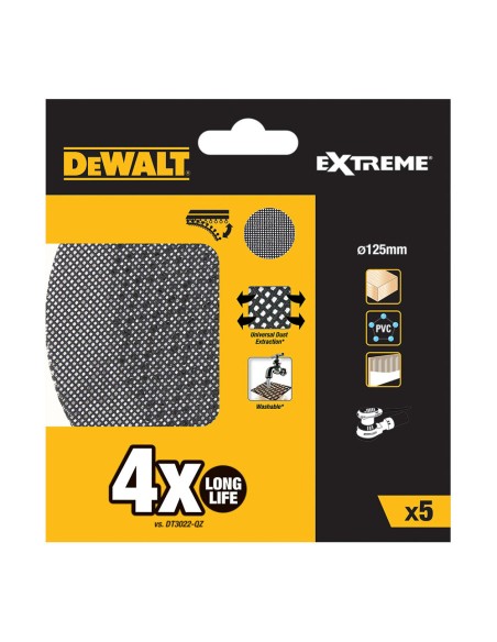 Pack 5 lijas de malla autoadherente ø125mm grano: 60 para lijadoras rotoorbitales dtm8560-qz dewalt