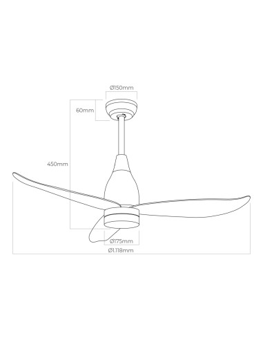 Ventilador de techo modelo kattegat112cm dc 15w...