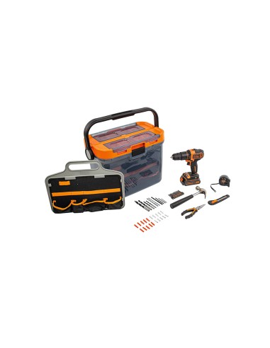 Brico kit con taladro percutor 18v y accesorios...