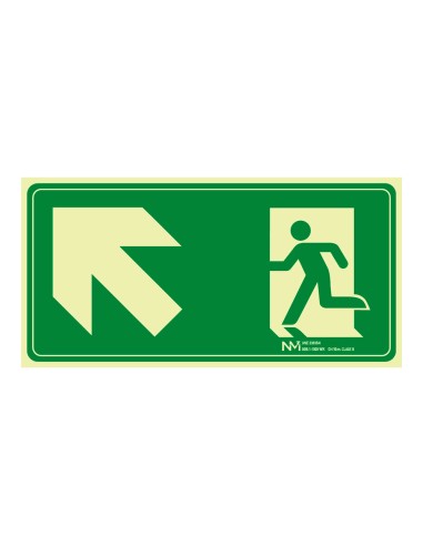 Cartel evacuación escalera arriba izquierda pvc 0,7mm clase b 32x16cm b11151 normaluz