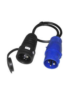 Adaptador clavija cetac 2p+t a base schuko 16a 230v~