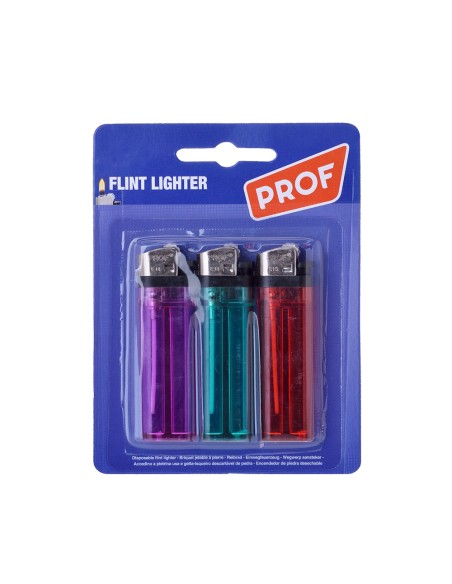 Pack 3 uni. encendedor transparente colores surtidos