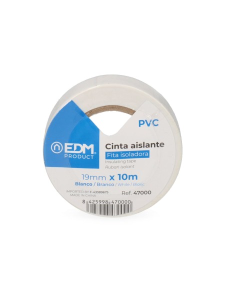 Cinta aislante calidad "supra" blanca 10 m x 19 mm