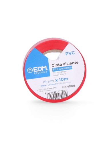 Cinta aislante calidad "supra" roja 10 m x 19 mm