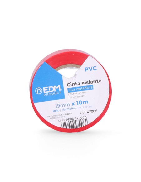 Cinta aislante calidad "supra" roja 10 m x 19 mm