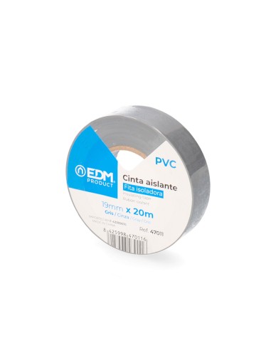 Cinta aislante calidad "supra" gris 20 m x 19 mm