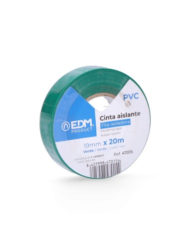 Cinta aislante calidad "supra" verde 20 m x 19 mm