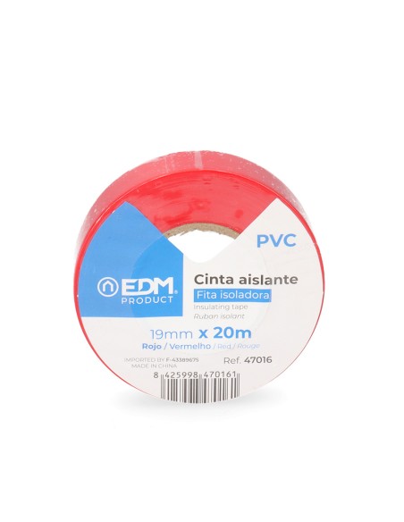 Cinta aislante calidad "supra" roja 20 m x 19 mm