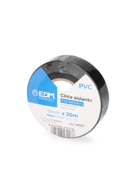 Cinta aislante calidad "supra" negra 20 m x 19 mm