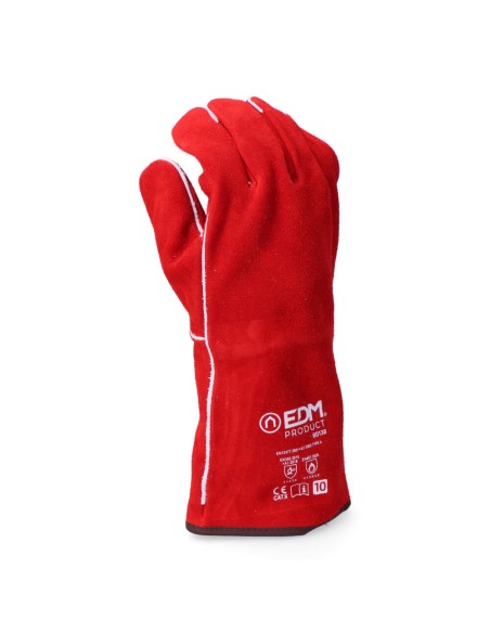 Guante para soldadores piel serraje cosido hilo para-aramida talla 10