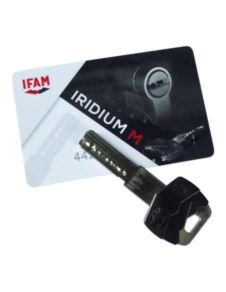 Cilindro iridium m irm3030ld latón 60mm (30+30mm) leva larga 15mm con 5 llaves de seguridad. ifam