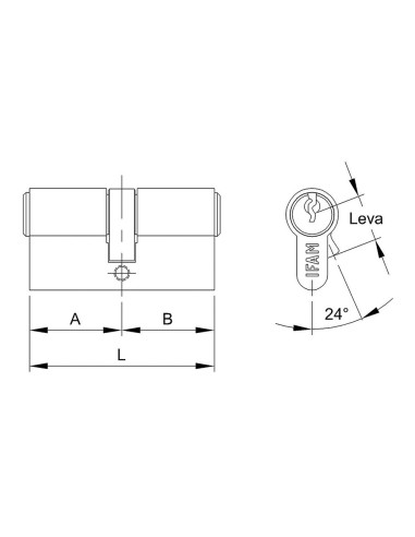 Cilindro f5s3030l de latón 60mm (30+30mm) leva...