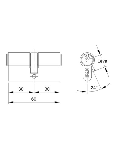 Cilindro f5s3030nc níquel 60mm (30+30mm) leva...