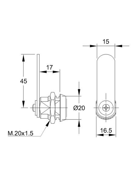 Cerradura 111 f. niquel. lengüeta recta de 45mm. con 2 llaves. ifam