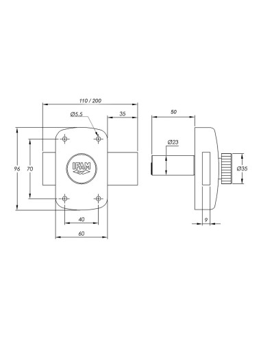 Cerrojo b5/50. acabado latonado. con 3 llaves...
