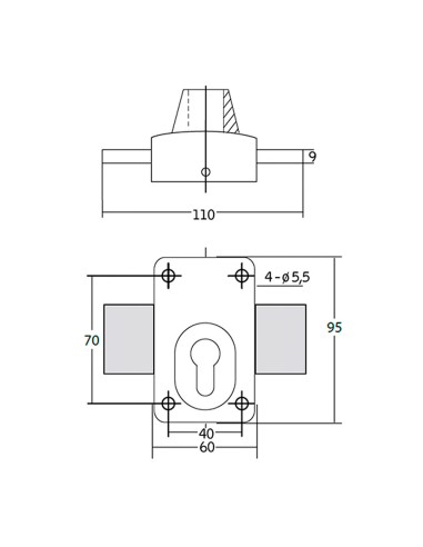 Cerrojo x5. acabado gris oscuro. ifam