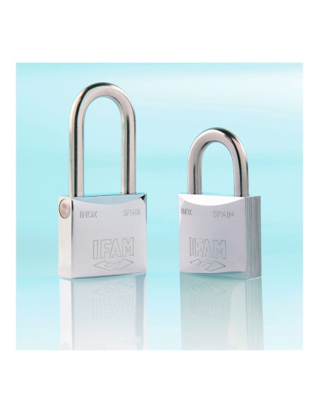 Candado inoxidable 50al 50mm con 2 llaves. arco largo. ifam