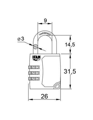 Candado c25s zinc 26mm. arco ø3mm con...