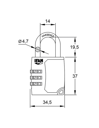 Candado c35s zinc 34,5mm. arco ø4,7mm con...