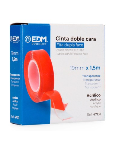 Cinta doble cara transparente 1,5 m x 19 mm