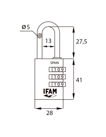 Candado col combi30 azul 30mm. arco ø5mm. con combinación. ifam