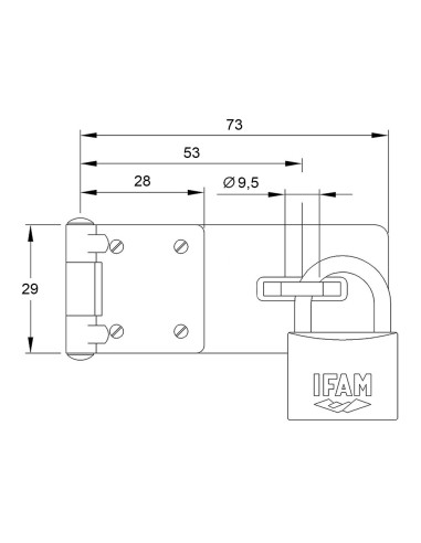 Portacandado pc410 acero 73x29mm ø9,5mm. ifam