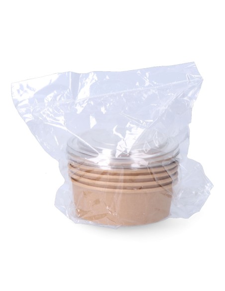 Envase de cartón biodegradable redondo para ensalada con tapa 500cc (5 unid.)