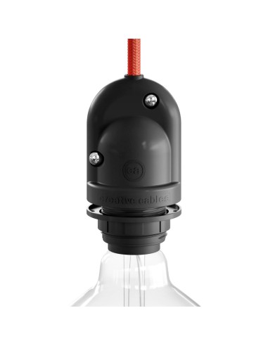 Portalámparas para exterior e27 negro. ip65 (retractilado)