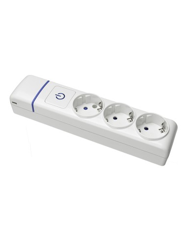 Base múltiple de 3 tomas 2p+t, 16 a 250 v con interruptor luminoso.