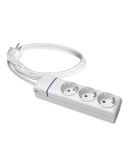 Prolongador con 3 tomas 2p+t, 16 a 250 v de cable h05vv-f 3g 1,5 m.