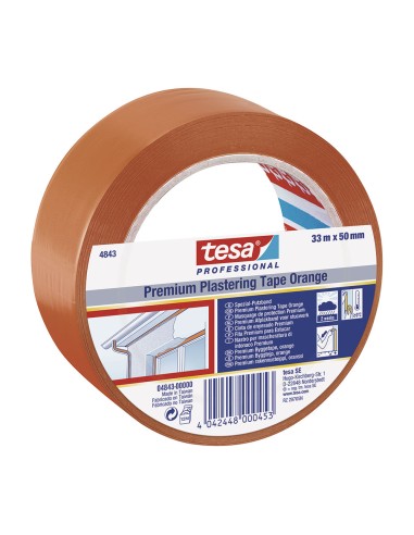 Cinta de revoco premium 33m x 50mm naranja 4843 tesa