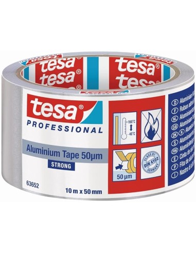 Cinta de aluminio universal. 50 micras 10m x 50mm con protector 63632 tesa