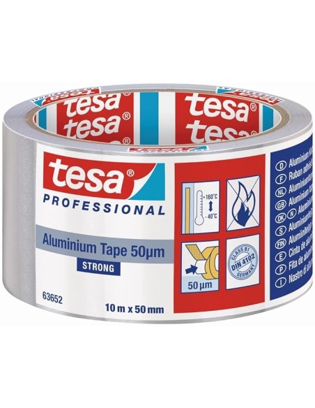Cinta de aluminio universal. 50 micras 10m x 50mm con protector 63632 tesa