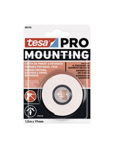 Cinta doble cara mounting pro pared pintada 1.5 m x 19 mm