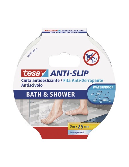 Cinta antideslizante baño y ducha transparente 5 m x 25 mm