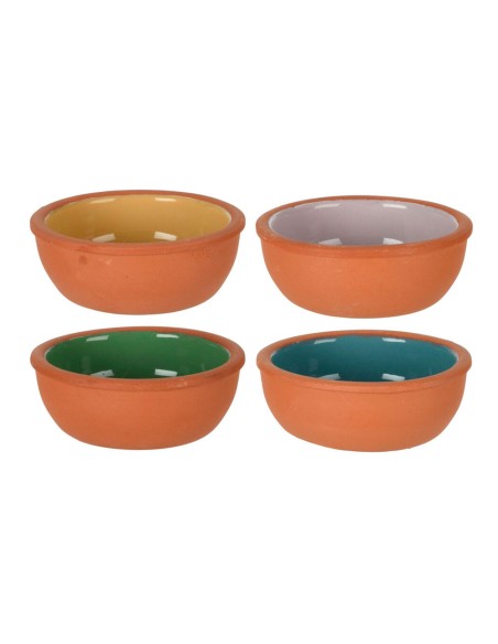 Set 4 cuencos para aperitivos de barro colores surtidos. 150ml ø10,4x4,2cm